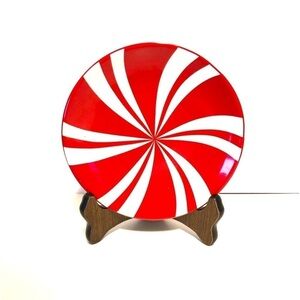 Vintage world market candy cane swirl dessert salad plate